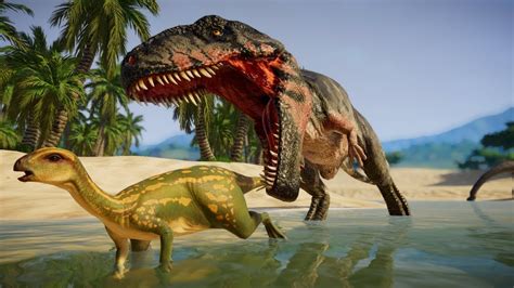 Giganotosaurus And Indominus Rex Indoraptor Hunting In Desert Environment Jurassic World
