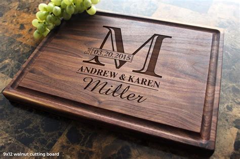 Monogram Custom Cutting Board Wood Cutting Board Wedding T Cutting Board Anniversary T