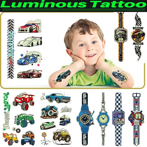 Buy Tazimi Luminous Tattoo Stickers For Kids14 Sheets Watch And Race