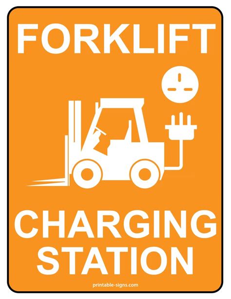 Forklift Charging Station Sign Printable Signs