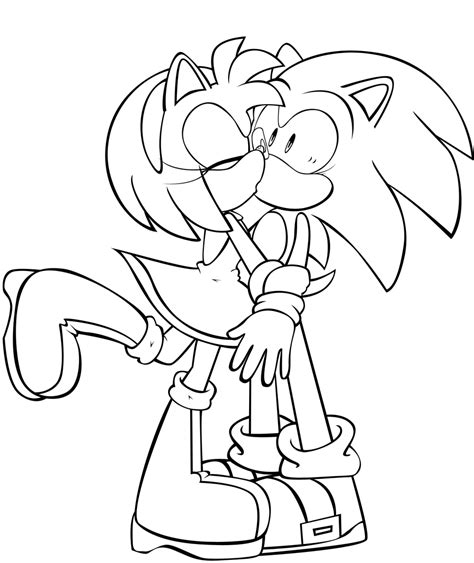 Amy Rose Besando A Sonic Para Colorear Imprimir E Dibujar