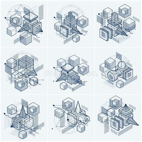 3d Abstract Vector Isometric Backgrounds Layouts Of Cubes Hexagons