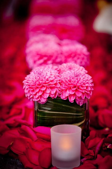 Hot Pink Floral Centerpieces Chriss Wv Enchanted Fall Wedding Deco