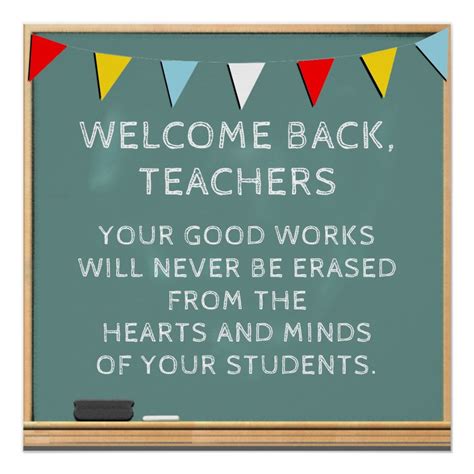 A Chalkboard With The Words Welcome And Some Bunting On It In White Writing