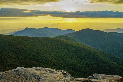 Craggy Mountain North Carolina Golden Sunset By Mcclean