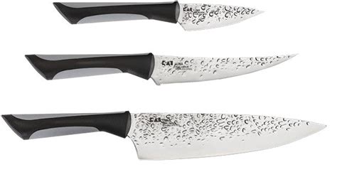 Kai Luna 3 Piece Essential Kitchen Knife Set With Hammered Finish And