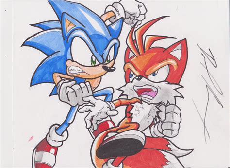 Sonic Vs Tails By 1betaone On Deviantart
