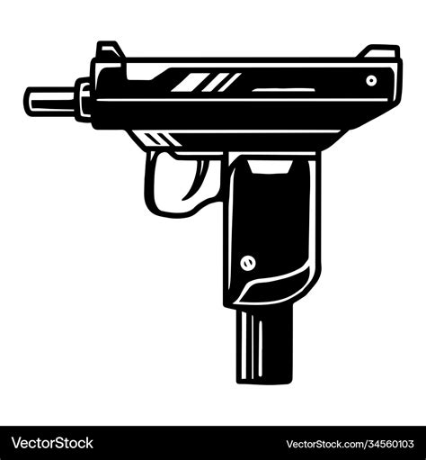 Tattoo Vintage Concept Uzi Weapon Royalty Free Vector Image