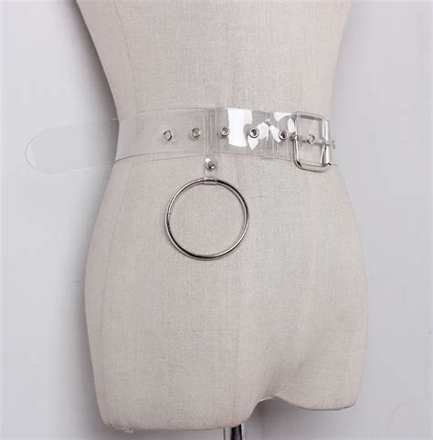 Fashion Silver Ring Pendant Pvc Transparent Belt Women Casual