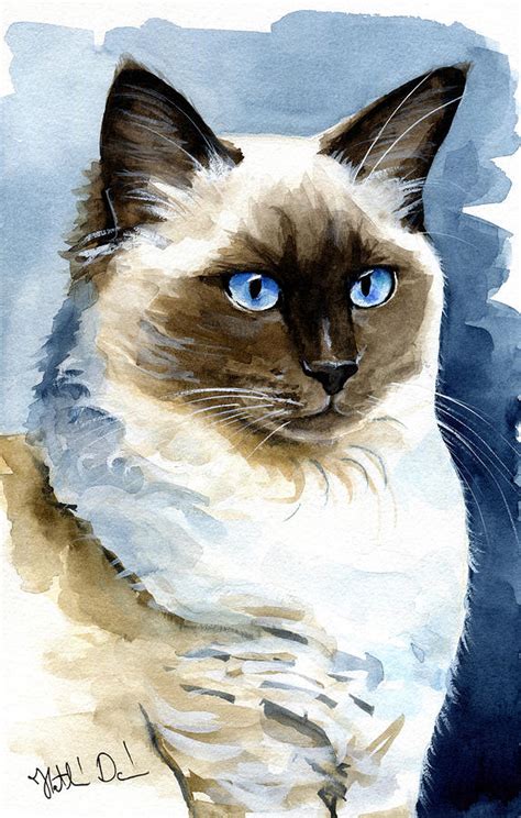 Roxy Ragdoll Cat Portrait Painting By Dora Hathazi Mendes Fine Art