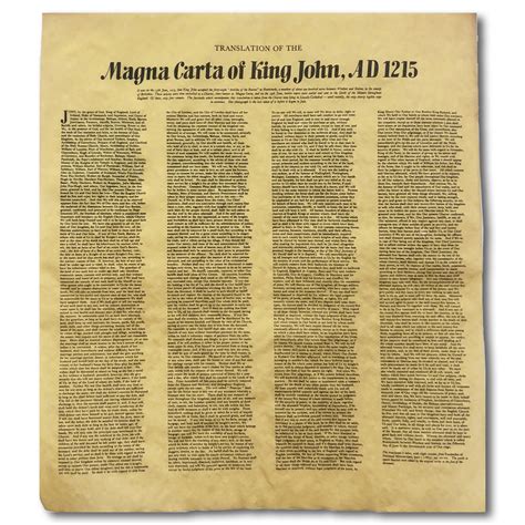Magna Carta Of King John 1215 English Translation Library Of Congress