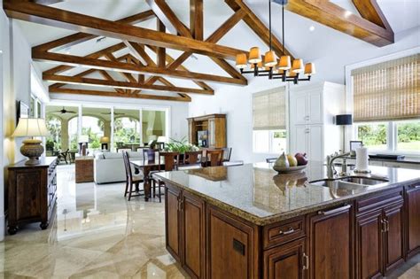Vaulted ceiling kitchen vaulted ceiling lighting wood plank ceiling porch ceiling home ceiling wood ceilings wood beamed ceilings vaulted ceiling with beams bedroom ceiling. 27 Open-Concept Kitchen Designs | Décor Outline