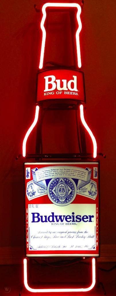 Vintage Budweiser Bud Neon Beer Bottle Lighted Sign Man Cave Bar 44