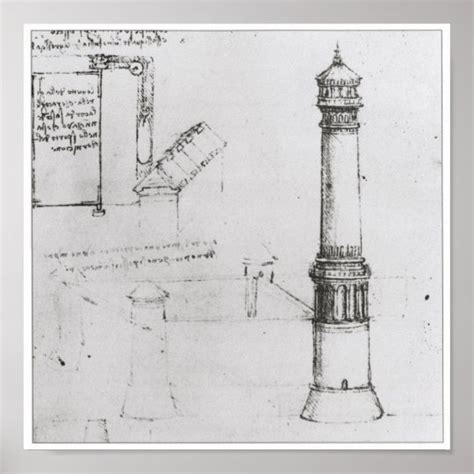 Architectural Drawing Tower Leonardo Da Vinci Poster Zazzleca