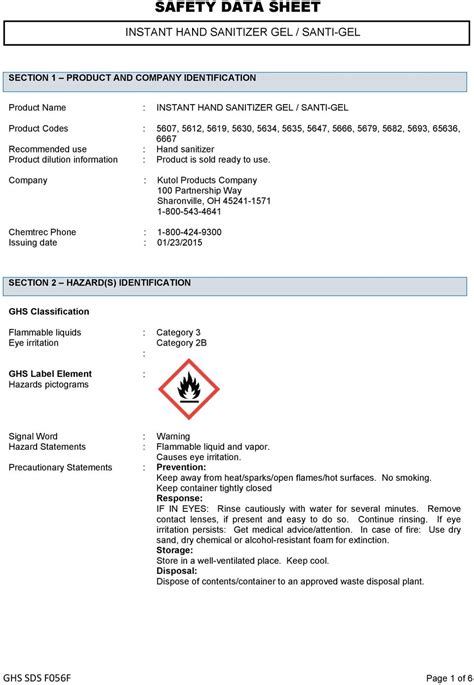 Fillable Msds For Hand Sanititzer 2020 2021 Fill And Sign Printable