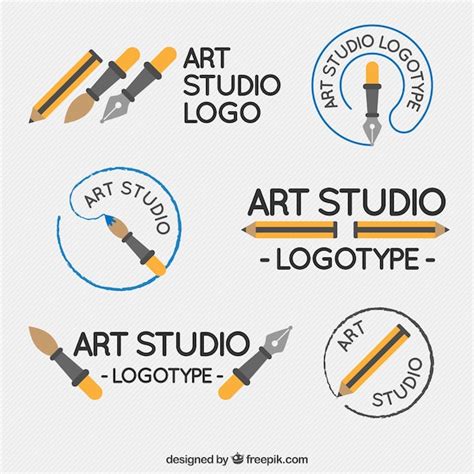 Free Vector Several Cute Logos Of Art Studio