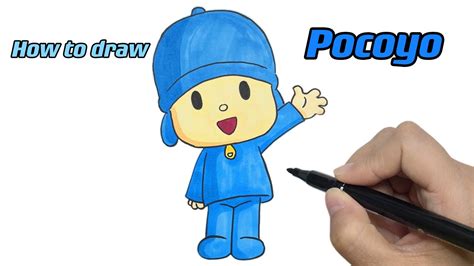 How To Draw Pocoyo Step By Step With Colorful Markers Pocoyo Easy