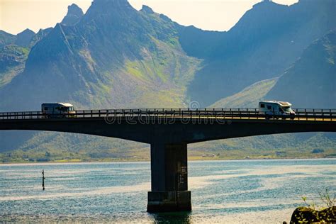 Lofoten Landscape With Road Bridge Norway Stock Photo Image Of