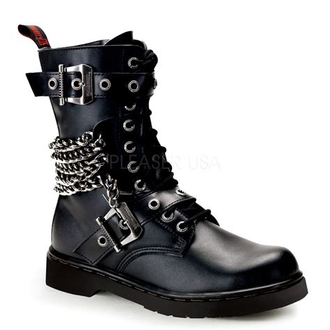demonia men s defiant 204 men s black vegan leather goth punk combat boots punk boots black