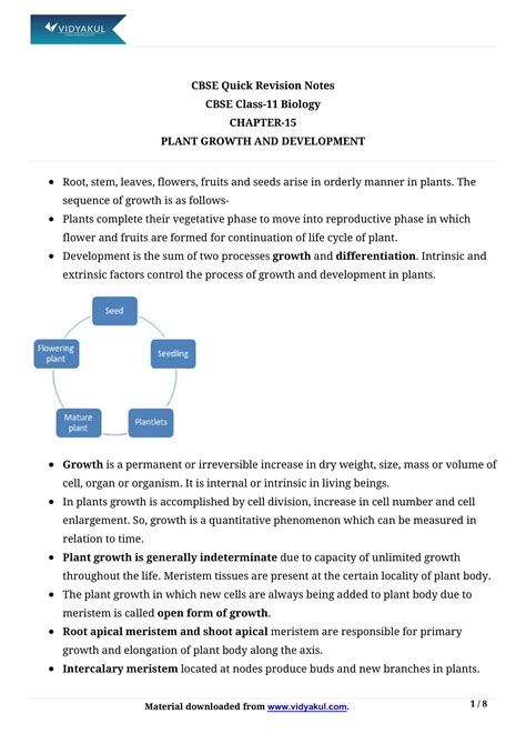 Plant Growth And Development Class 11 Notes Vidyakul