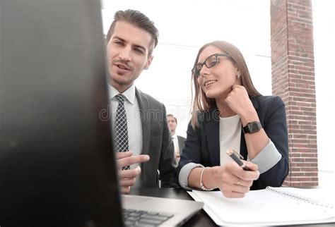 Two Successful Partners Working With A Laptop Stock Photo Image Of Communicating Ecommerce