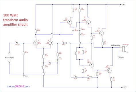100 Watt Transistor Audio Amplifier Circuit