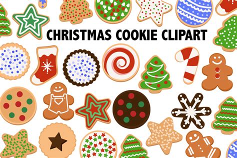 Ingredients and utensils for christmas cookies preparation top view of a gray table with ingredients and utensils for preparing and baking christmas cookies. Christmas Cookie Clipart (240381) | Illustrations | Design ...