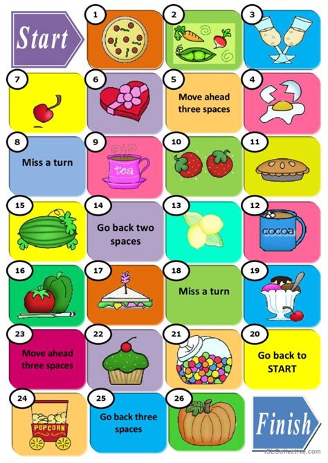 Food Boardgame Board Game English Esl Worksheets Pdf And Doc