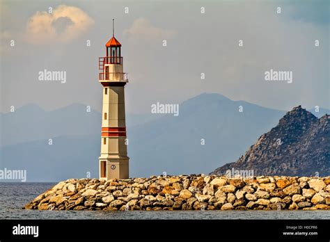 A Lighthouse At Turgutreis Turkey Stock Photo Alamy
