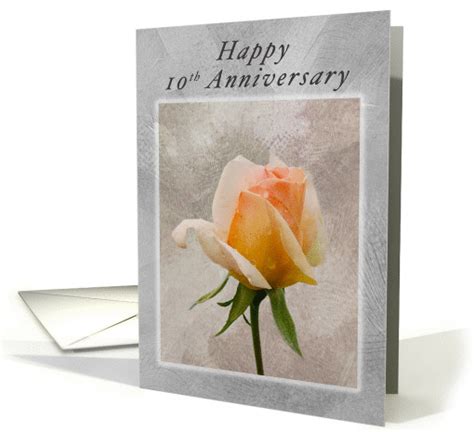 Happy 10th Anniversary Fresh Rose On A Textured Background Card