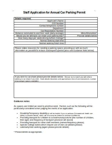 11 Parking Permit Application Templates In Pdf Doc