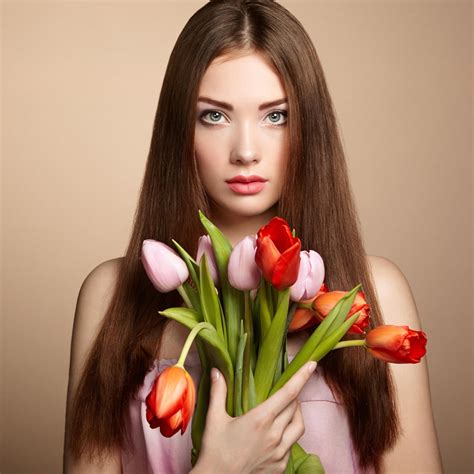 Wallpaper Face Flowers Long Hair Red Photography Toy Skin Head