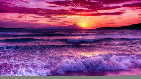 Hd Wallpaper Ocean Wave Nature Sea Waves Sunset Sky Water