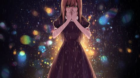 wallpaper raining crying anime girl tears resolution 1560x876 wallpx