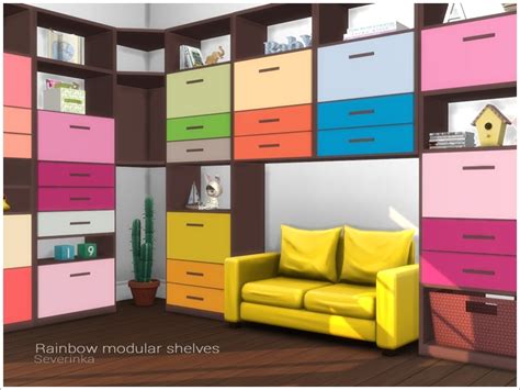 Sims 4 Ccs The Best Rainbow Modular Shelves By Severinka