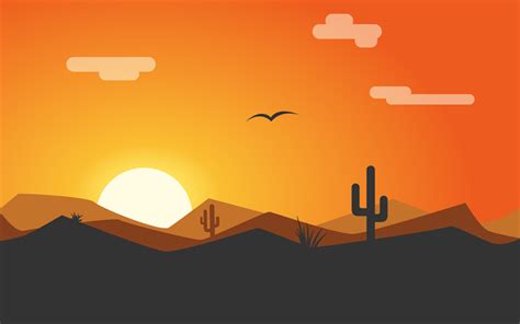 Download Wallpapers Desert 4k Sunset Art Bright Sun Minimal