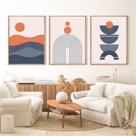 Mid Century Modern Art Set Of 3 Prints Abstract Geometric Etsy In