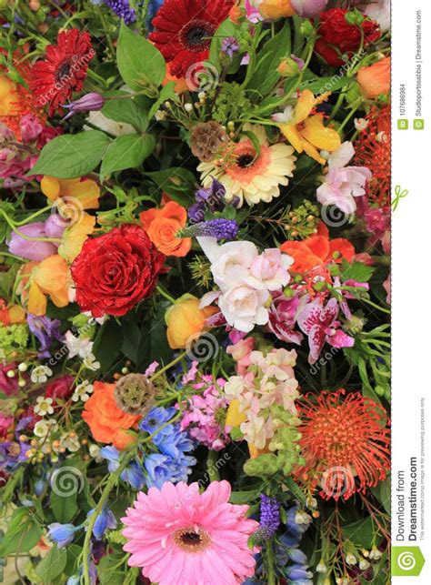 Multi Colored Wedding Flowers Stock Photo Image Of Mixed