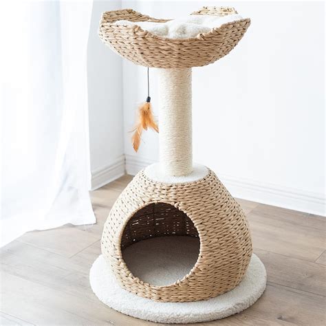 Petpals Group Walkup Natural Color Cat House With Condo And Perch 19 L