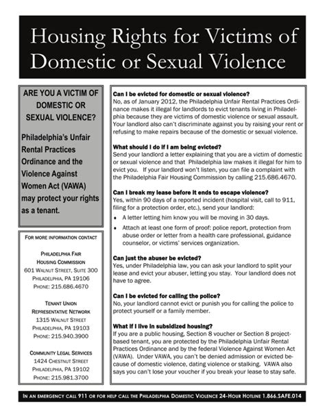 Housing Rights For Victims Of Domestic Or Sexual Violence