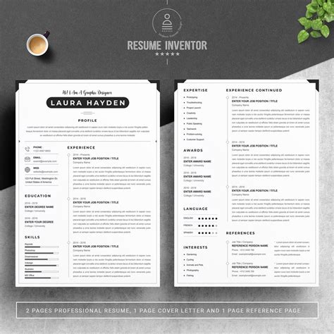 Cv Psd Template Cover Letter Master Bundles