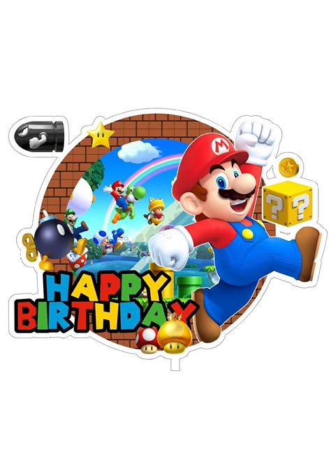 Cake Topper Imprimible Gratis Mario Decoracion De Mario Bros Fiesta