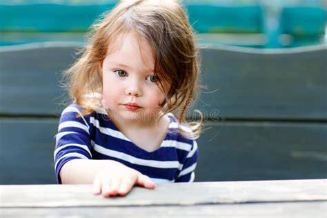 Adorable Toddler Girl With Very Long Dark Hair Stock Photo Image Of