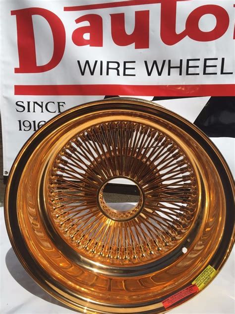 15 X 8 New Dayton Wire Wheels All Gold 100 Spoke Reverse Serialized