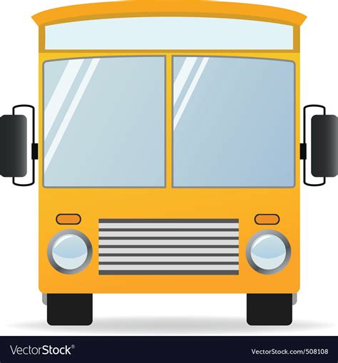 Cartoon Yellow Bus In Front View Royalty Free Vector Image