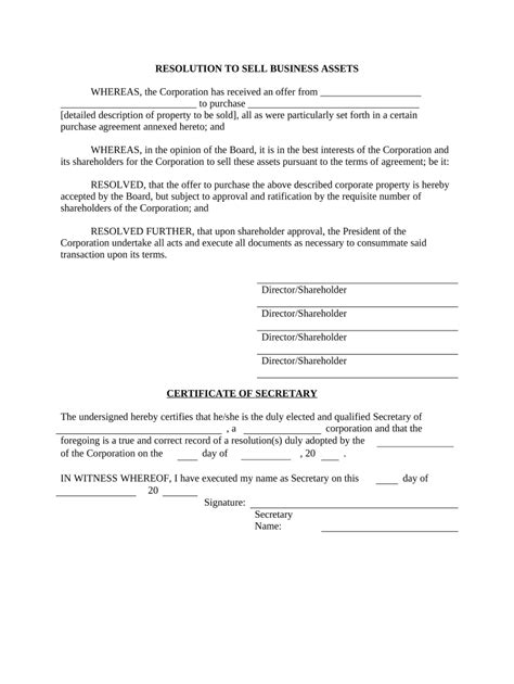 Sell Resolutions Doc Template Pdffiller