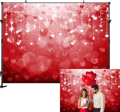 Allenjoy 7x5ft Valentines Backdrop Shiny Sparkling Hearts Backdrops For