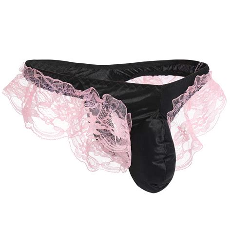 buy fymnsisexy men s floral lace underwear shiny satin sissy pouch crossdress g string thong