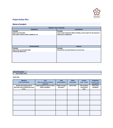 16 Project Action Plan Template New Ideas