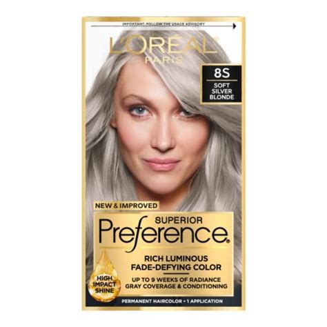 l oreal paris superior preference 8s soft silver blonde permanent hair color 1 0 ct metro market